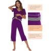 imageWiWi Pajamas Set for Women Summer Sleepwear Soft Tops Capri Pants Pjs Lounge Pajama Sets Viscose from Bamboo SXXLApurple