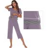 imageWiWi Pajamas Set for Women Summer Sleepwear Soft Tops Capri Pants Pjs Lounge Pajama Sets Viscose from Bamboo SXXLAviolet