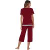 imageWiWi Pajamas Set for Women Summer Sleepwear Soft Tops Capri Pants Pjs Lounge Pajama Sets Viscose from Bamboo SXXLAwine Red