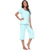 imageWiWi Pajamas Set for Women Summer Sleepwear Soft Tops Capri Pants Pjs Lounge Pajama Sets Viscose from Bamboo SXXLBaqua