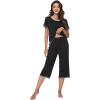 imageWiWi Pajamas Set for Women Summer Sleepwear Soft Tops Capri Pants Pjs Lounge Pajama Sets Viscose from Bamboo SXXLBblack