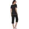 imageWiWi Pajamas Set for Women Summer Sleepwear Soft Tops Capri Pants Pjs Lounge Pajama Sets Viscose from Bamboo SXXLBblack