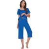 imageWiWi Pajamas Set for Women Summer Sleepwear Soft Tops Capri Pants Pjs Lounge Pajama Sets Viscose from Bamboo SXXLBbright Blue