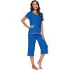imageWiWi Pajamas Set for Women Summer Sleepwear Soft Tops Capri Pants Pjs Lounge Pajama Sets Viscose from Bamboo SXXLBbright Blue