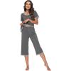 imageWiWi Pajamas Set for Women Summer Sleepwear Soft Tops Capri Pants Pjs Lounge Pajama Sets Viscose from Bamboo SXXLBdark Heather Grey