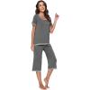 imageWiWi Pajamas Set for Women Summer Sleepwear Soft Tops Capri Pants Pjs Lounge Pajama Sets Viscose from Bamboo SXXLBdark Heather Grey