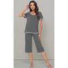 imageWiWi Pajamas Set for Women Summer Sleepwear Soft Tops Capri Pants Pjs Lounge Pajama Sets Viscose from Bamboo SXXLBdark Heather Grey