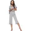 imageWiWi Pajamas Set for Women Summer Sleepwear Soft Tops Capri Pants Pjs Lounge Pajama Sets Viscose from Bamboo SXXLBheather Grey