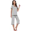 imageWiWi Pajamas Set for Women Summer Sleepwear Soft Tops Capri Pants Pjs Lounge Pajama Sets Viscose from Bamboo SXXLBheather Grey
