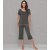 imageWiWi Pajamas Set for Women Summer Sleepwear Soft Tops Capri Pants Pjs Lounge Pajama Sets Viscose from Bamboo SXXLBiron Grey