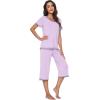 imageWiWi Pajamas Set for Women Summer Sleepwear Soft Tops Capri Pants Pjs Lounge Pajama Sets Viscose from Bamboo SXXLBlight Purple