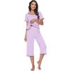 imageWiWi Pajamas Set for Women Summer Sleepwear Soft Tops Capri Pants Pjs Lounge Pajama Sets Viscose from Bamboo SXXLBlight Purple