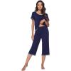 imageWiWi Pajamas Set for Women Summer Sleepwear Soft Tops Capri Pants Pjs Lounge Pajama Sets Viscose from Bamboo SXXLBnavy