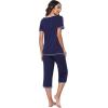 imageWiWi Pajamas Set for Women Summer Sleepwear Soft Tops Capri Pants Pjs Lounge Pajama Sets Viscose from Bamboo SXXLBnavy