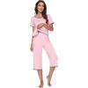 imageWiWi Pajamas Set for Women Summer Sleepwear Soft Tops Capri Pants Pjs Lounge Pajama Sets Viscose from Bamboo SXXLBpink