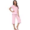 imageWiWi Pajamas Set for Women Summer Sleepwear Soft Tops Capri Pants Pjs Lounge Pajama Sets Viscose from Bamboo SXXLBpink