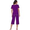 imageWiWi Pajamas Set for Women Summer Sleepwear Soft Tops Capri Pants Pjs Lounge Pajama Sets Viscose from Bamboo SXXLBpurple