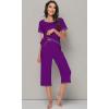 imageWiWi Pajamas Set for Women Summer Sleepwear Soft Tops Capri Pants Pjs Lounge Pajama Sets Viscose from Bamboo SXXLBpurple