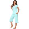 imageWiWi Pajamas Set for Women Summer Sleepwear Soft Tops Capri Pants Pjs Lounge Pajama Sets Viscose from Bamboo SXXLCaqua