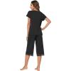 imageWiWi Pajamas Set for Women Summer Sleepwear Soft Tops Capri Pants Pjs Lounge Pajama Sets Viscose from Bamboo SXXLCblack