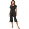 imageWiWi Pajamas Set for Women Summer Sleepwear Soft Tops Capri Pants Pjs Lounge Pajama Sets Viscose from Bamboo SXXLCblack