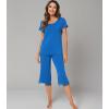 imageWiWi Pajamas Set for Women Summer Sleepwear Soft Tops Capri Pants Pjs Lounge Pajama Sets Viscose from Bamboo SXXLCbright Blue
