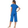 imageWiWi Pajamas Set for Women Summer Sleepwear Soft Tops Capri Pants Pjs Lounge Pajama Sets Viscose from Bamboo SXXLCbright Blue