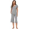 imageWiWi Pajamas Set for Women Summer Sleepwear Soft Tops Capri Pants Pjs Lounge Pajama Sets Viscose from Bamboo SXXLCheather Grey
