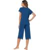 imageWiWi Pajamas Set for Women Summer Sleepwear Soft Tops Capri Pants Pjs Lounge Pajama Sets Viscose from Bamboo SXXLCink Blue