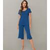 imageWiWi Pajamas Set for Women Summer Sleepwear Soft Tops Capri Pants Pjs Lounge Pajama Sets Viscose from Bamboo SXXLCink Blue