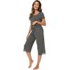 imageWiWi Pajamas Set for Women Summer Sleepwear Soft Tops Capri Pants Pjs Lounge Pajama Sets Viscose from Bamboo SXXLCiron Grey