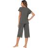 imageWiWi Pajamas Set for Women Summer Sleepwear Soft Tops Capri Pants Pjs Lounge Pajama Sets Viscose from Bamboo SXXLCiron Grey