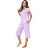 imageWiWi Pajamas Set for Women Summer Sleepwear Soft Tops Capri Pants Pjs Lounge Pajama Sets Viscose from Bamboo SXXLClight Purple