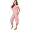 imageWiWi Pajamas Set for Women Summer Sleepwear Soft Tops Capri Pants Pjs Lounge Pajama Sets Viscose from Bamboo SXXLCmesa Rose