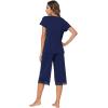 imageWiWi Pajamas Set for Women Summer Sleepwear Soft Tops Capri Pants Pjs Lounge Pajama Sets Viscose from Bamboo SXXLCnavy