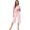 imageWiWi Pajamas Set for Women Summer Sleepwear Soft Tops Capri Pants Pjs Lounge Pajama Sets Viscose from Bamboo SXXLCpink