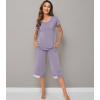 imageWiWi Pajamas Set for Women Summer Sleepwear Soft Tops Capri Pants Pjs Lounge Pajama Sets Viscose from Bamboo SXXLCviolet