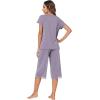 imageWiWi Pajamas Set for Women Summer Sleepwear Soft Tops Capri Pants Pjs Lounge Pajama Sets Viscose from Bamboo SXXLCviolet
