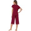 imageWiWi Pajamas Set for Women Summer Sleepwear Soft Tops Capri Pants Pjs Lounge Pajama Sets Viscose from Bamboo SXXLCwine