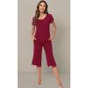 imageWiWi Pajamas Set for Women Summer Sleepwear Soft Tops Capri Pants Pjs Lounge Pajama Sets Viscose from Bamboo SXXLCwine