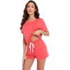 imageWiWi Pajamas for Women Soft Short Sleeve Sleepwear Cooling Pajama Set Shorts Pjs Loose Comfy Lounge Sets SXXLAcoral