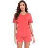 imageWiWi Pajamas for Women Soft Short Sleeve Sleepwear Cooling Pajama Set Shorts Pjs Loose Comfy Lounge Sets SXXLAcoral