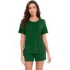 imageWiWi Pajamas for Women Soft Short Sleeve Sleepwear Cooling Pajama Set Shorts Pjs Loose Comfy Lounge Sets SXXLAdark Green