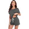 imageWiWi Pajamas for Women Soft Short Sleeve Sleepwear Cooling Pajama Set Shorts Pjs Loose Comfy Lounge Sets SXXLAiron Grey