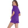 imageWiWi Pajamas for Women Soft Short Sleeve Sleepwear Cooling Pajama Set Shorts Pjs Loose Comfy Lounge Sets SXXLAlilac