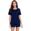 imageWiWi Pajamas for Women Soft Short Sleeve Sleepwear Cooling Pajama Set Shorts Pjs Loose Comfy Lounge Sets SXXLAnavy