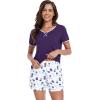 imageWiWi Pajamas for Women Soft Short Sleeve Sleepwear Cooling Pajama Set Shorts Pjs Loose Comfy Lounge Sets SXXLBdark Purple Dots