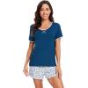 imageWiWi Pajamas for Women Soft Short Sleeve Sleepwear Cooling Pajama Set Shorts Pjs Loose Comfy Lounge Sets SXXLBink Blue