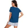 imageWiWi Pajamas for Women Soft Short Sleeve Sleepwear Cooling Pajama Set Shorts Pjs Loose Comfy Lounge Sets SXXLBink Blue