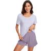 imageWiWi Pajamas for Women Soft Short Sleeve Sleepwear Cooling Pajama Set Shorts Pjs Loose Comfy Lounge Sets SXXLBpastel Purple